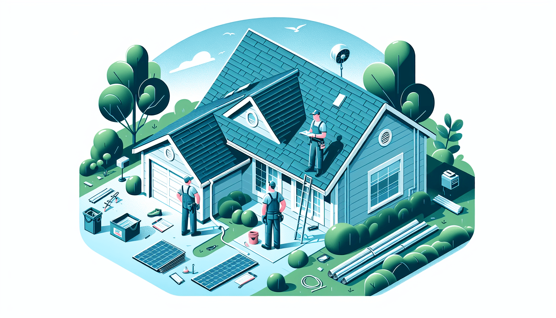 Homeowner inspecting a residential roof for maintenance
